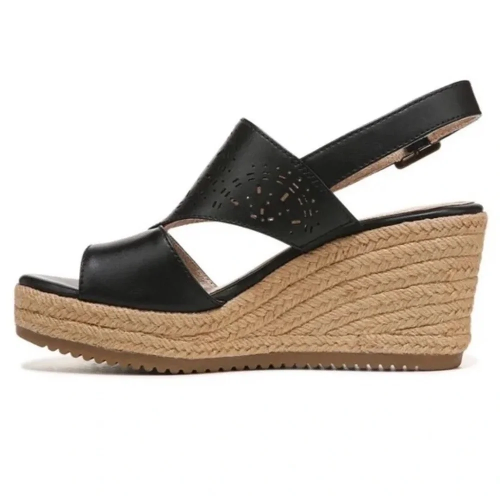 SOUL BY NATURALIZER Women's Black 1" Platform Ocean Wedge Slingback Sandal 10 M - Picture 7 of 9